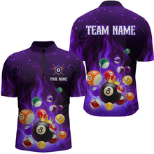 Load image into Gallery viewer, Purple Flaming Billiards Shirt 8 Ball Billiards Shirt Men Polo Shirts &amp; 1/4 Zip NNT08