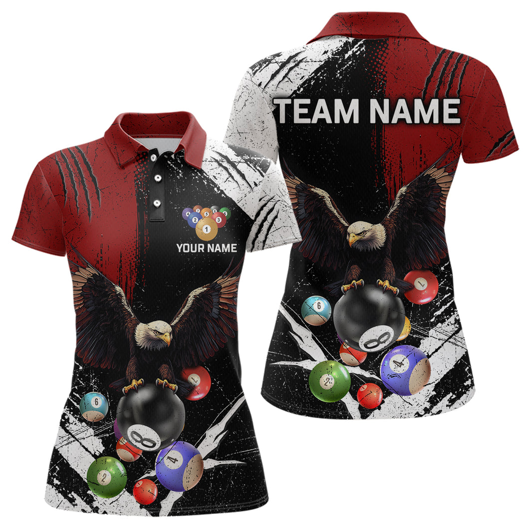 Eagle Custom Red Billiard Team Shirts For Women Bowling League Polo & 1/4 Zip Shirt NNT20