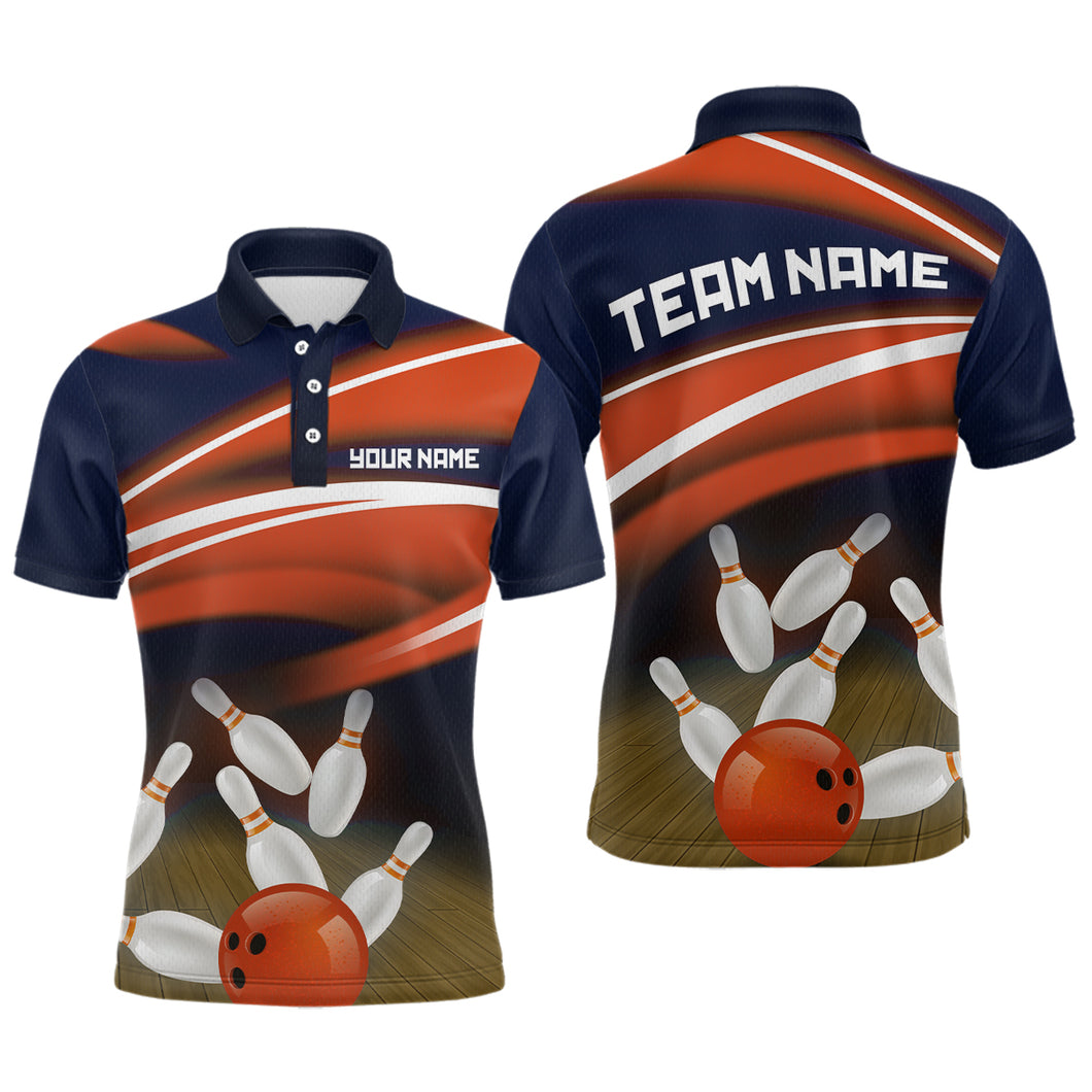 Custom Orange Bowling Jersey Bowling Team Shirts For Men Bowling League Polo & 1/4 Zip HNT163