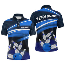 Load image into Gallery viewer, Custom Blue Bowling Jersey Bowling Team Shirts For Men Bowling League Polo &amp; 1/4 Zip HNT163