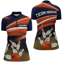 Load image into Gallery viewer, Custom Orange Bowling Jersey Bowling Team Shirts For Women Bowling League Polo &amp; 1/4 Zip HNT163