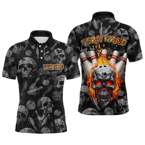 Men Skull Custom Bowling Team Shirts Unisex Bowling Men Short Sleeve Polo & Quarter-Zip HNT42