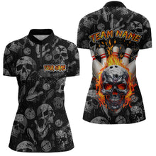 Load image into Gallery viewer, Women Skull Custom Bowling Team Shirts Unisex Bowling Women Short Sleeve Polo &amp; Quarter-Zip HNT42
