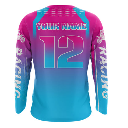 Girl Racing Jersey UPF30+ Youth MX Racing Dirt Bike Off-Road Shirt Biker Girl Women DNT67