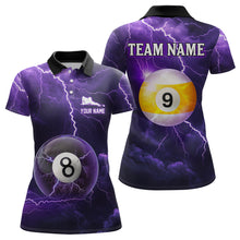 Load image into Gallery viewer, Purple Thunder 8 &amp; 9 Ball Billiards Shirt Women Team Polo &amp; 1/4 Zip Shirts Billiard Jersey NNT17