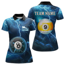 Load image into Gallery viewer, Blue Thunder 8 &amp; 9 Ball Billiards Shirt Women Team Polo &amp; 1/4 Zip Shirts Billiard Jersey NNT17