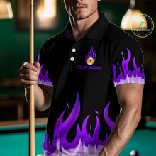 Load image into Gallery viewer, Custom 9 Ball Purple Flaming Billiard Shirts for Men Billiard Team Shirts Billiard League NNT73