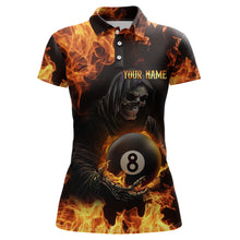 Load image into Gallery viewer, Flame Skeleton 8 Ball Billiard Shirts for Women Custom Billiard Team Shirts Polo &amp; 1/4 Zip NNT101