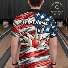 Load image into Gallery viewer, Custom American Flag Bowling Men Shirts Bowling Uniform Polo &amp; 1/4 Zip Bowling Team Jerseys HNT97