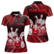 Load image into Gallery viewer, Custom Red Bowling Jersey for Women Bowling Team Shirts Bowling Uniform Polo &amp; 1/4 Zip HNT162