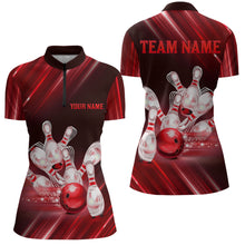 Load image into Gallery viewer, Custom Red Bowling Jersey for Women Bowling Team Shirts Bowling Uniform Polo &amp; 1/4 Zip HNT162
