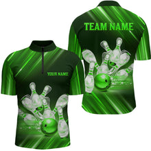 Load image into Gallery viewer, Custom Green Bowling Jersey for Men Bowling Team Shirts Bowling Uniform Polo &amp; 1/4 Zip HNT162