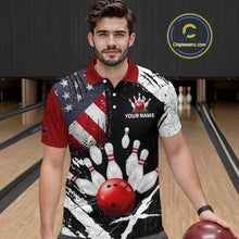Load image into Gallery viewer, Custom US Flag Bowling Shirts for Men Polo &amp; Quarter-Zip Bowling Team Bowling League HNT83