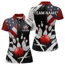 Load image into Gallery viewer, Custom US Flag Bowling Shirts for Women Polo &amp; Quarter-Zip Bowling Team Bowling League HNT83