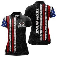 Load image into Gallery viewer, American Flag Bowling Custom Women Bowling Shirt Polo &amp; Quarter-Zip Bowling Team Jerseys HNT52