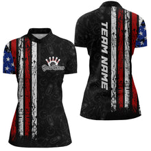 Load image into Gallery viewer, American Flag Bowling Custom Women Bowling Shirt Polo &amp; Quarter-Zip Bowling Team Jerseys HNT52