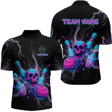 Load image into Gallery viewer, Custom Thunder Skull Flame Bowling Men Polo &amp; 1/4 Zip Shirts Bowling Team Jerseys HNT93
