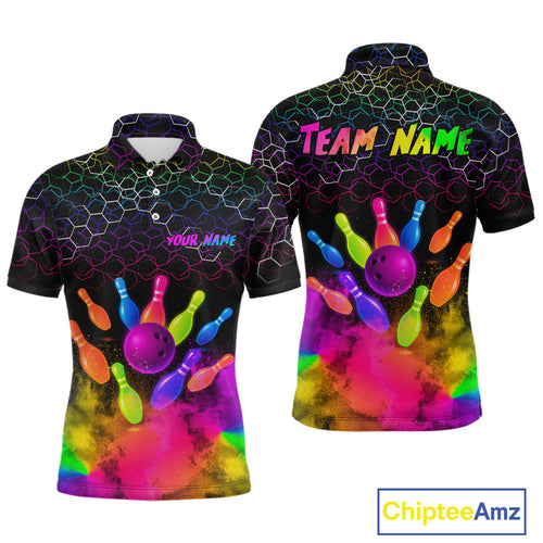 Colorful Bowling Custom Men Bowling Shirt Polo & Quarter-Zip Bowling Team Jerseys HNT73