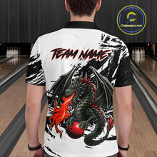 Load image into Gallery viewer, Custom Black Dragon Flame Bowling Men Shirts Bowling Gifts Polo &amp; 1/4 Zip Bowling Team Jerseys HNT100