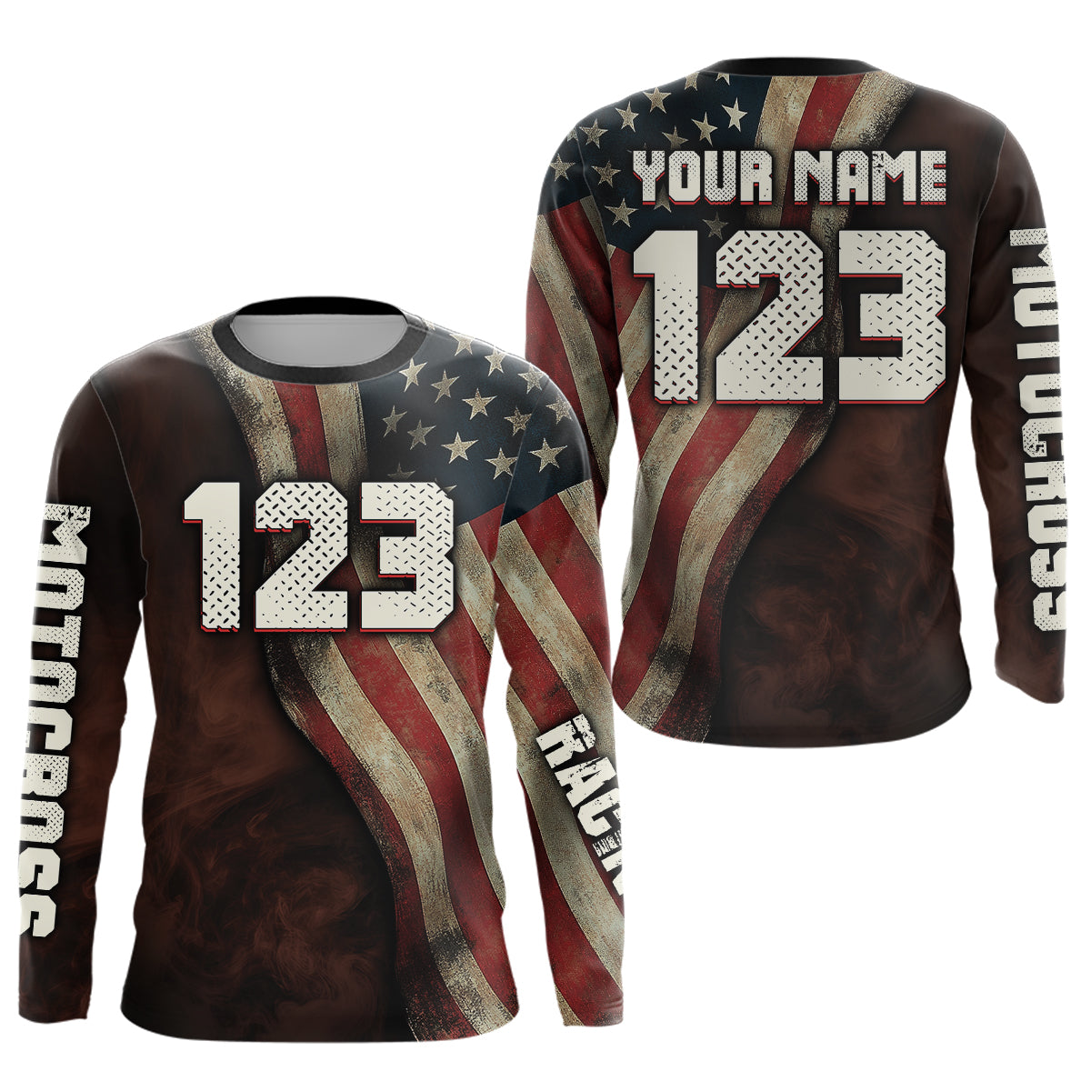 Custom Youth US Flag Dirt Bike Jersey Off-Road Shirt Motocross Jersey UPF30+ Kid Men Women DNT71