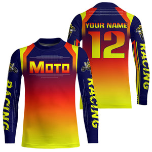 Yellow Orange Motocross Racing Jersey UPF30+ MX Racing Dirt Bike Jersey Kid Men Women DNT04