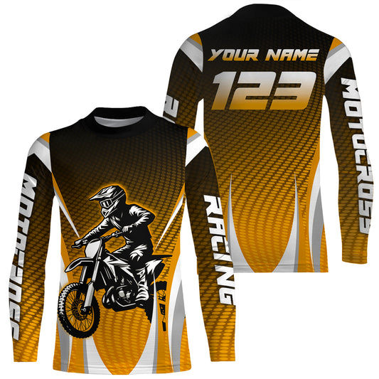 Orange Youth Dirt Bike Jersey Custom Motocross Jersey Men Women Kid Upf30+ Off-Road Jersey DNT75