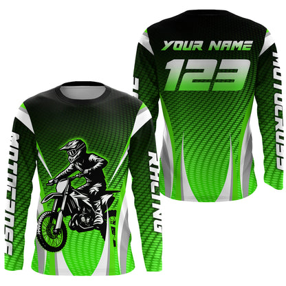 Green Youth Dirt Bike Jersey Custom Motocross Jersey Men Women Kid Upf30+ Off-Road Jersey DNT75
