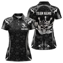 Load image into Gallery viewer, Skull Bowling Shirt for Women Personalized Patriotic Bowling Team Jersey Shirts Polo &amp; Quarter-Zip HNT32