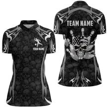 Load image into Gallery viewer, Skull Bowling Shirt for Women Personalized Patriotic Bowling Team Jersey Shirts Polo &amp; Quarter-Zip HNT32