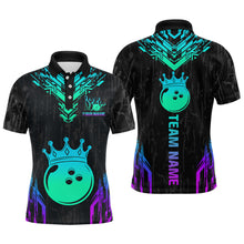 Load image into Gallery viewer, Custom Black Neon Crown Bowling Jersey for Men Bowling Uniform Polo &amp; 1/4 Zip Bowling Team Shirts HNT123