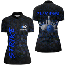 Load image into Gallery viewer, Custom Strike Blue Bowling Women Bowling Shirt Polo &amp; Quarter-Zip Bowling Team Jerseys HNT79