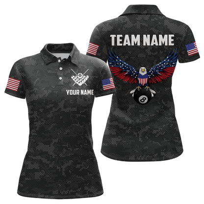 Billiard Shirt for Women US Flag Eagle Billiard Jersey 8 Ball Billiard for Women Team Shirt NNT24