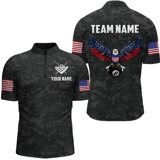 Billiard Shirt for Men US Flag Eagle Billiard Jersey 8 Ball Billiard for Men Team Shirt NNT24