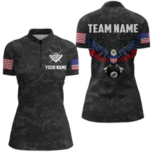 Load image into Gallery viewer, Billiard Shirt for Women US Flag Eagle Billiard Jersey 8 Ball Billiard for Women Team Shirt NNT24