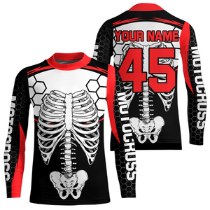 Red Bone Motocross Racing Jersey UPF30+ MX Racing Dirt Bike Jersey Kid Men Women DNT01