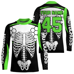 Green Bone Motocross Racing Jersey UPF30+ MX Racing Dirt Bike Jersey Kid Men Women DNT01
