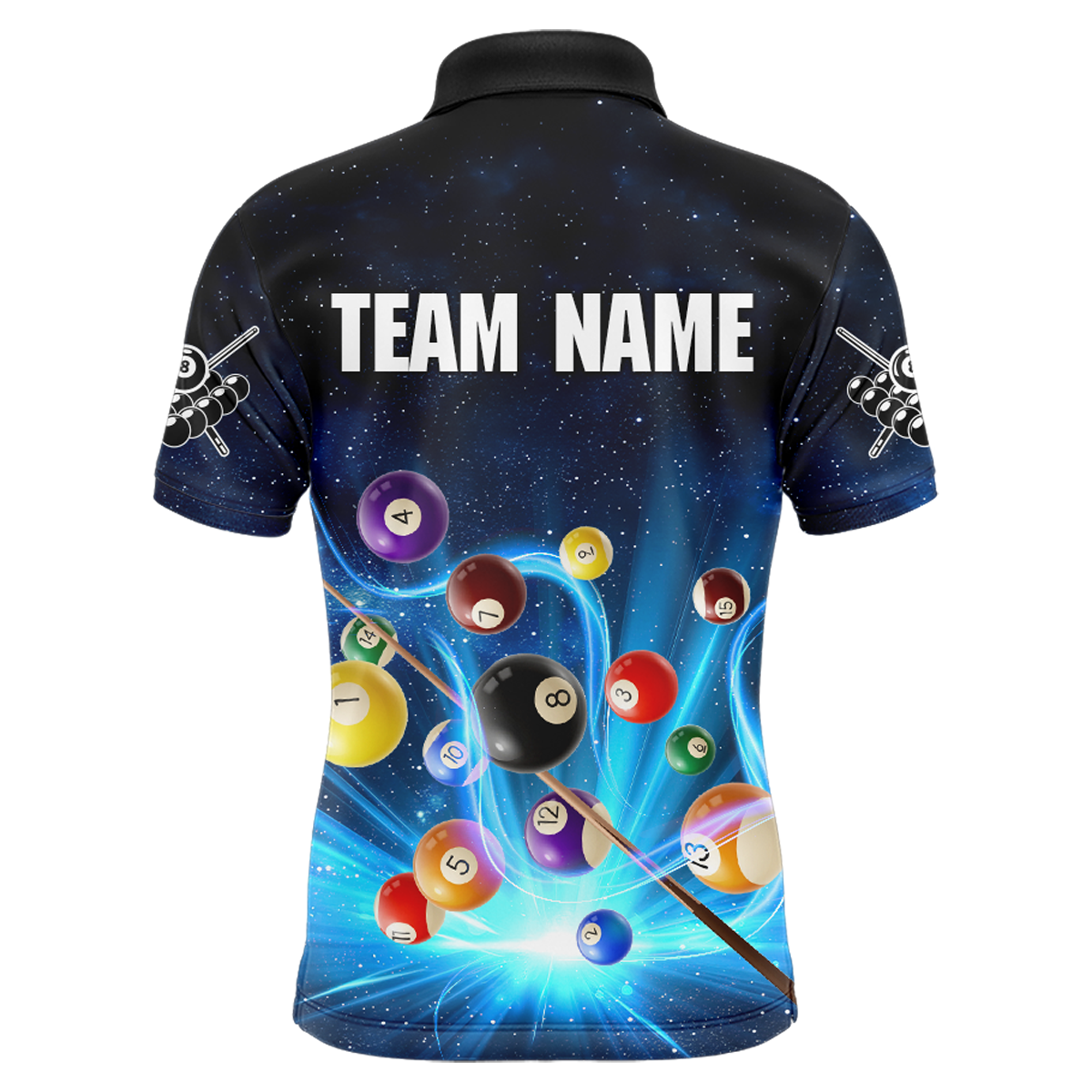Custom Galaxy 8 Ball Billiard Shirts for Men Billiard Team Shirts Billiard League Polo & 1/4 Zipper NNT85