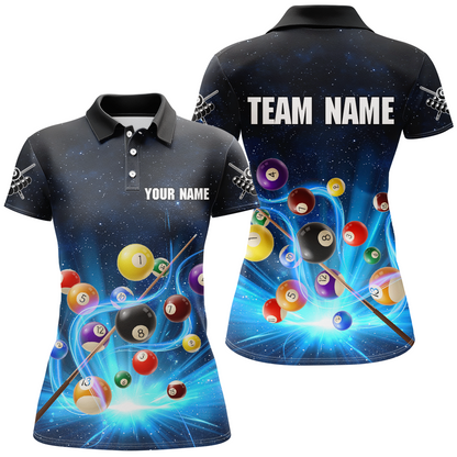 Custom Galaxy 8 Ball Billiard Shirts for Women Billiard Team Shirts Billiard League Polo & 1/4 Zipper NNT85