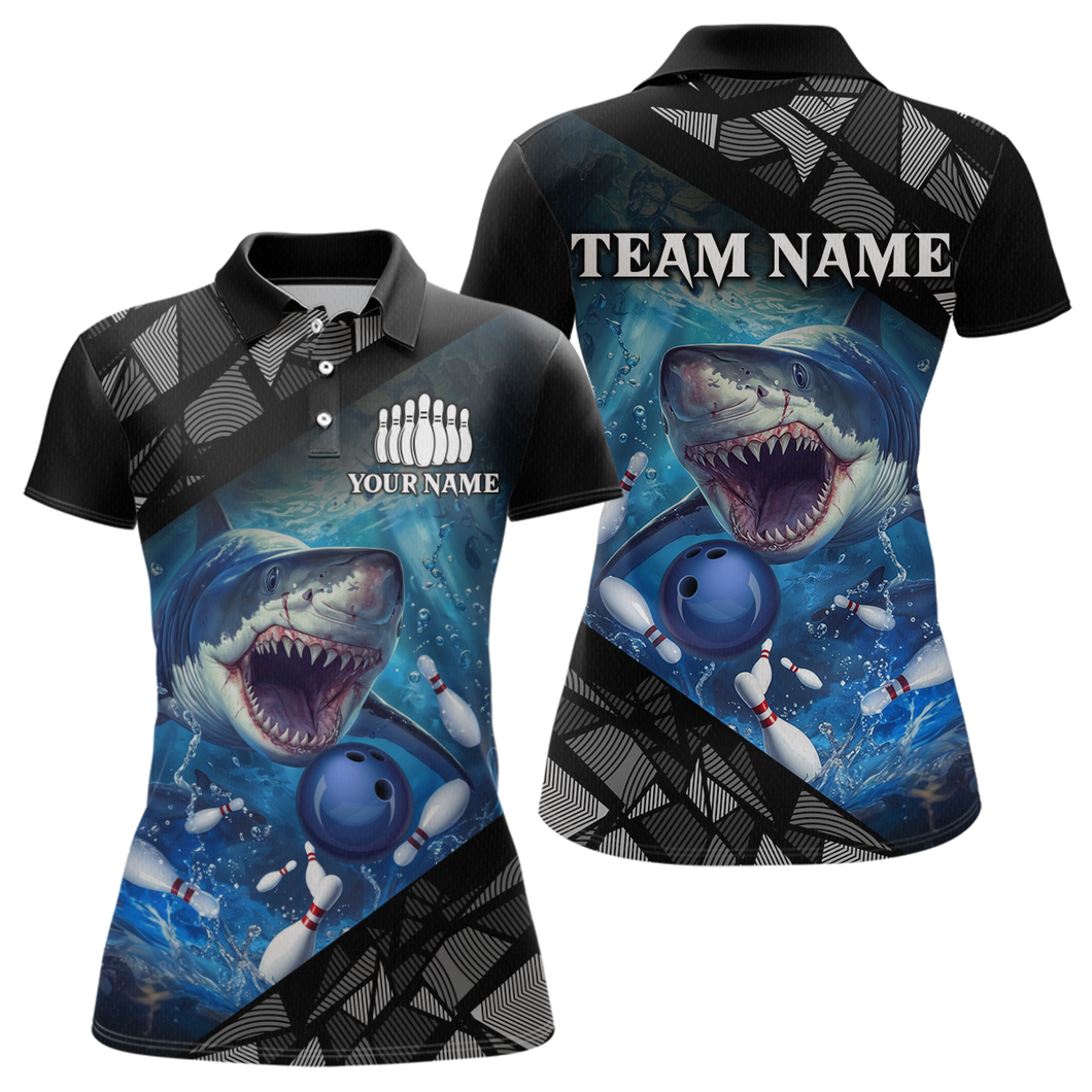 Custom Shark Bowling League Shirts For Women, Personalized Bowling Team Jerseys Polo & Quarter-Zip HNT36