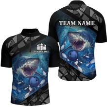 Load image into Gallery viewer, Custom Shark Bowling League Shirts For Men, Personalized Bowling Team Jerseys Polo &amp; Quarter-Zip HNT36