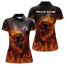Load image into Gallery viewer, Custom Flame Skull Bowling Jersey for Women Bowling Uniform Polo &amp; 1/4 Zip Bowling Team Shirts HNT112