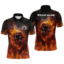 Load image into Gallery viewer, Custom Flame Skull Bowling Jersey for Men Bowling Uniform Polo &amp; 1/4 Zip Bowling Team Shirts HNT112