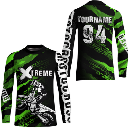 Custom Green Motocross Jersey Racing Shirts UPF30+ Dirt Bike Jersey Kid Men Women DNT09