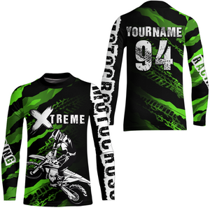 Custom Green Motocross Jersey Racing Shirts UPF30+ Dirt Bike Jersey Kid Men Women DNT09