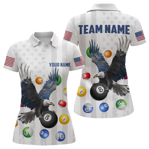 American Flag Billiards Shirt Eagle 8 Ball Billiards Billiard Shirt Women Polo Shirts & 1/4 Zip NNT07