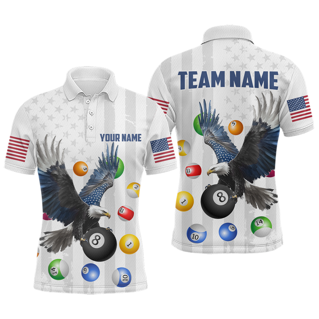 American Flag Billiards Shirt Eagle 8 Ball Billiards Billiard Shirt Men Polo Shirts & 1/4 Zip NNT07