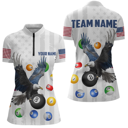American Flag Billiards Shirt Eagle 8 Ball Billiards Billiard Shirt Women Polo Shirts & 1/4 Zip NNT07