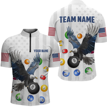 Load image into Gallery viewer, American Flag Billiards Shirt Eagle 8 Ball Billiards Billiard Shirt Men Polo Shirts &amp; 1/4 Zip NNT07