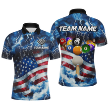 Load image into Gallery viewer, US Flag Thunder Billiards Shirt Men Polo &amp; 1/4 Zip Shirts Billiard Team Jersey for Team NNT11