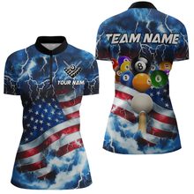 Load image into Gallery viewer, US Flag Thunder Billiards Shirt Women Polo &amp; 1/4 Zip Shirts Billiard Team Jersey for Team NNT11